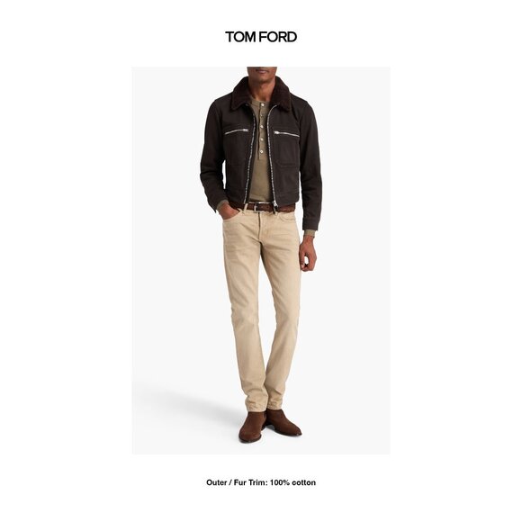 TOM FORD Bedford Shearling Trucker Jacket Brown Size M - Picture 3 of 16
